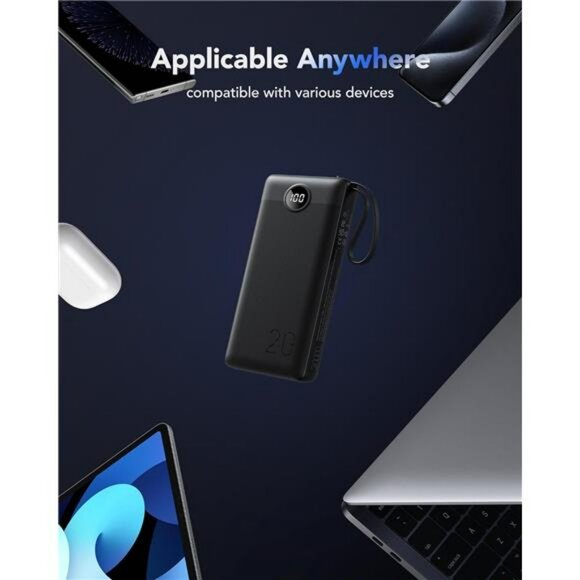 Portable Charger 20000mAh Built In Cables Fast Charging Power Bank for iPhone Sa - Picture 6 of 7